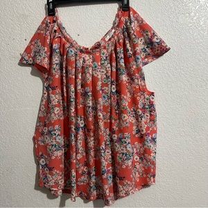 Lc Lauren Conrad floral blouse size 2x lace back
